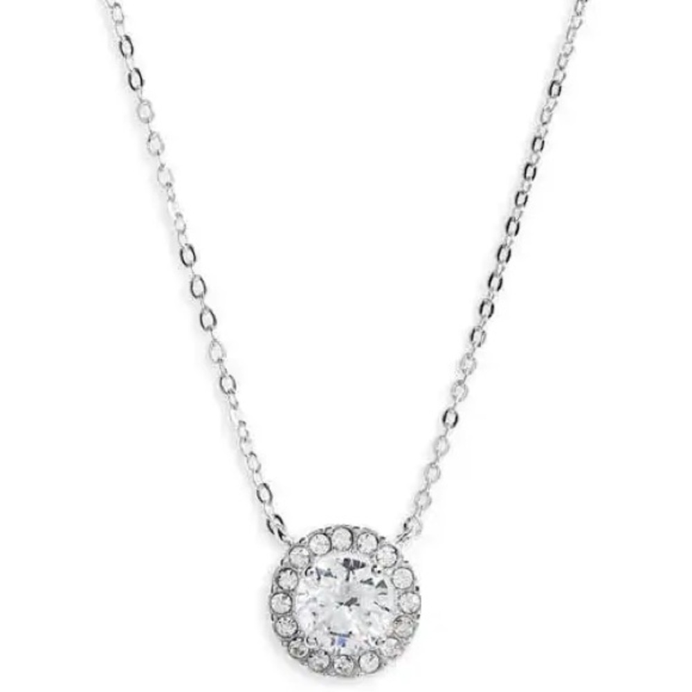 NORDSTROM Cubic Zirconia Pendant Necklace Clear Silver NWT